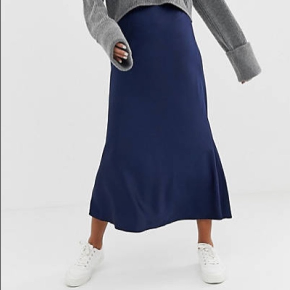ASOS MIDI NAVY SKIRT